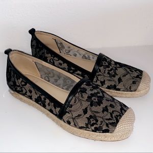 Stuart Weitzman | Black Lace Espadrilles